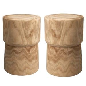 Home Square Traditional Solid Wood Side Table in Natural - Set of 2