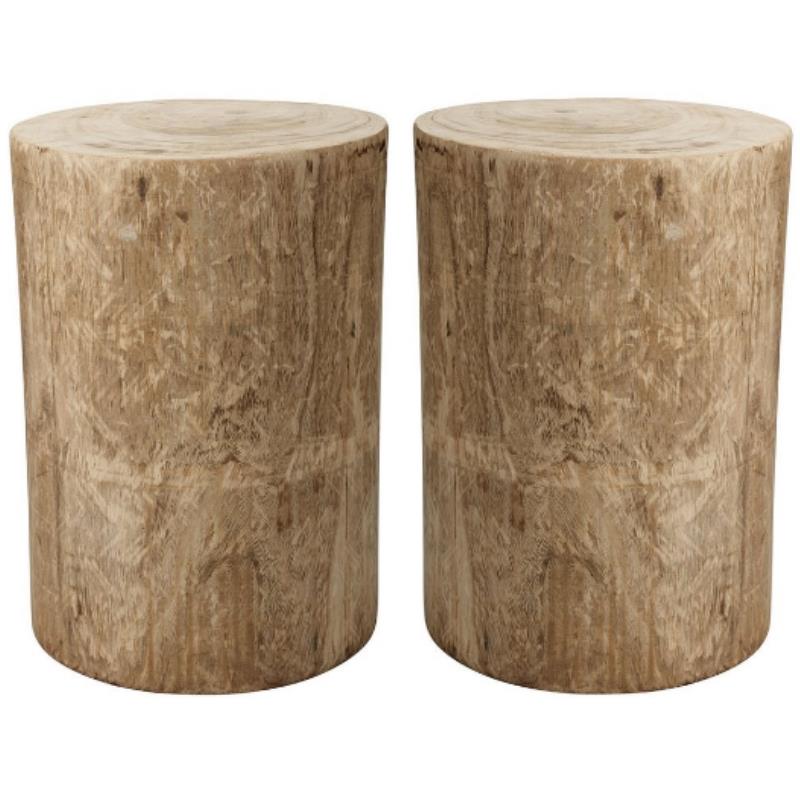 Home Square Traditional Solid Wood Side Table in Natural Finish - Set of 2