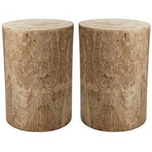 Home Square Traditional Solid Wood Side Table in Natural Finish - Set of 2