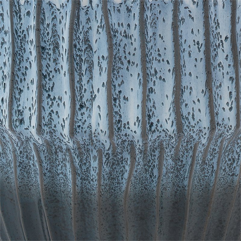 Home Square Coastal Ceramic Side Table in Blue Ombre - Set of 2