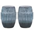 Home Square Coastal Ceramic Side Table in Blue Ombre - Set of 2