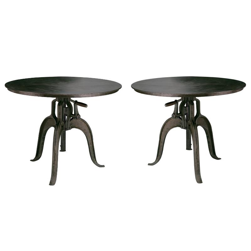 Home Square Contemporary Metal Crank Table in Gunmetal Gray - Set of 2