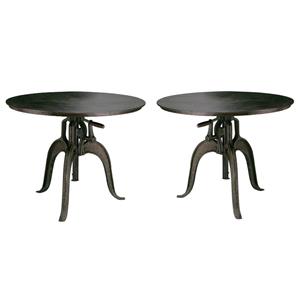 Home Square Contemporary Metal Crank Table in Gunmetal Gray - Set of 2
