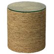 Home Square Transitional Glass & Sea Grass Side Table in Natural Sea - Set of 2
