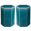Home Square Large Transitional Ceramic Side Table in Azure Blue - Set of 2