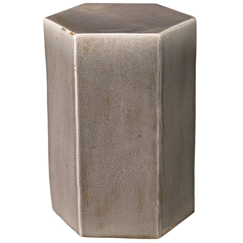 Home Square Small Transitional Ceramic Side Table in Gray - Set of 2