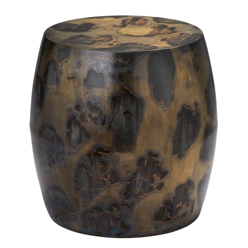 Home Square Transitional Iron Metal Side Table in Dark Brown - Set of 2