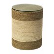 Home Square Straw Rope and Glass Side Table in Natural - Set of 2