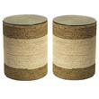 Home Square Straw Rope and Glass Side Table in Natural - Set of 2