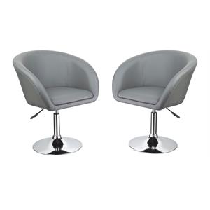 home square faux leather adjustable swivel coffee chair in gray - set of 2