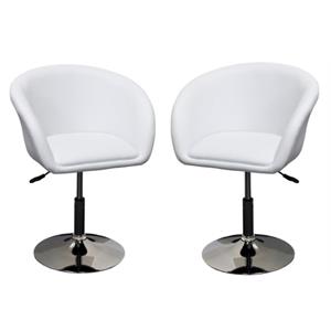 home square faux leather swivel coffee chair in white & chrome legs