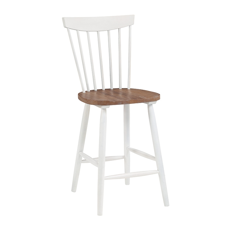 Home Square Counter Wood Stool in Toffee Finished and Cream Base - Set of 2