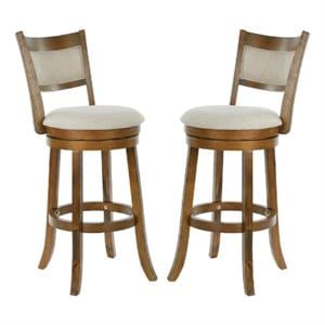 Home Square 30&quot Swivel Stool with Solid Back in Burnt Brown Finish - Set of 2