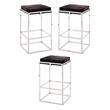 Home Square Stainless Steel Hide Bar Stool in Nickel & Espresso - Set of 3