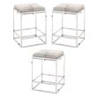 Home Square Modern Stainless Steel Hide Counter Stool in Nickel Gray - Set of 3