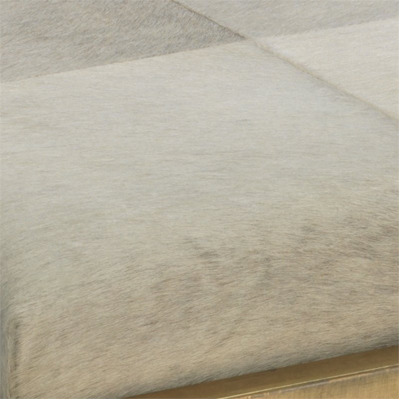 Home Square Traditional Metal & Leather Hide Stool in Nickel & White - Set of 3