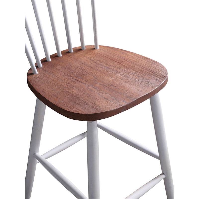 Home Square Counter Wood Stool with Toffee Finished and Cream Base - Set of 3