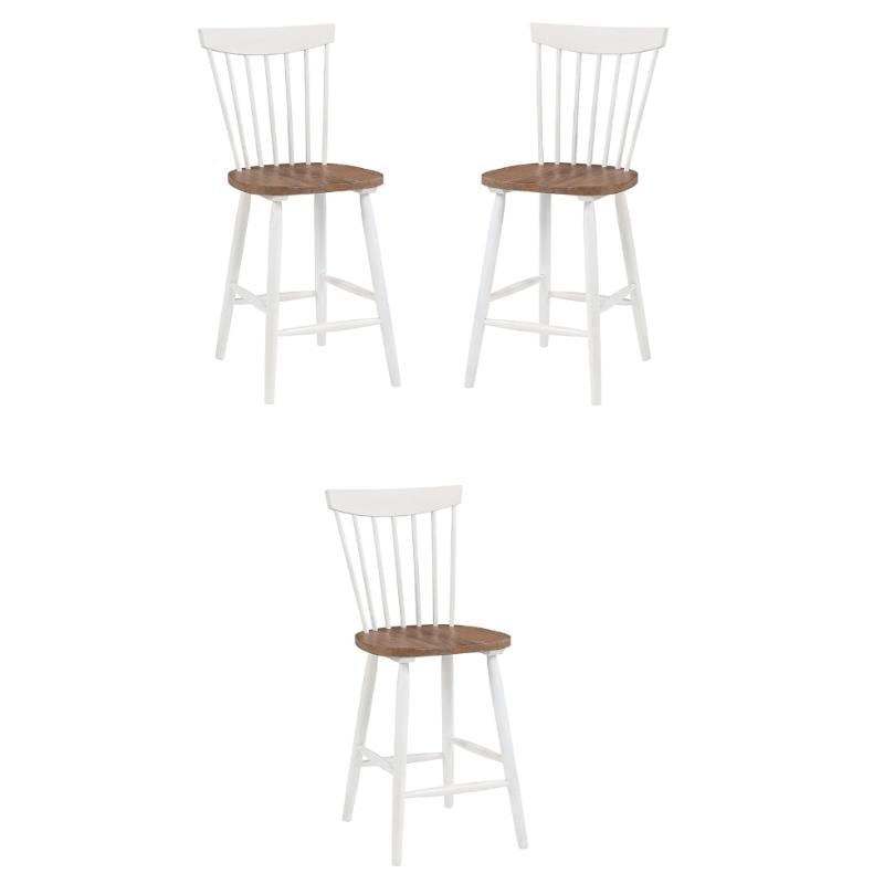 Home Square Counter Wood Stool with Toffee Finished and Cream Base - Set of 3