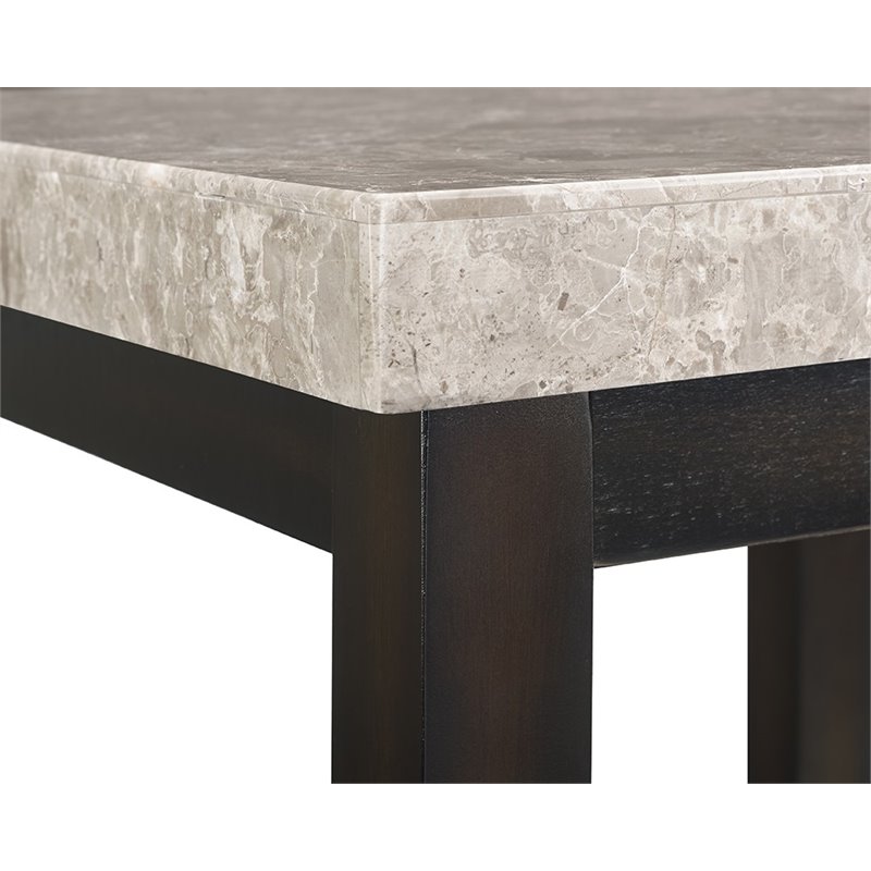 Home Square Square Marble Top End Table in Espresso - Set of 2