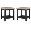 Home Square Square Marble Top End Table in Espresso - Set of 2