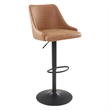 Home Square Height Adjustable Stool in Sand Brown Faux Leather - Set of 3