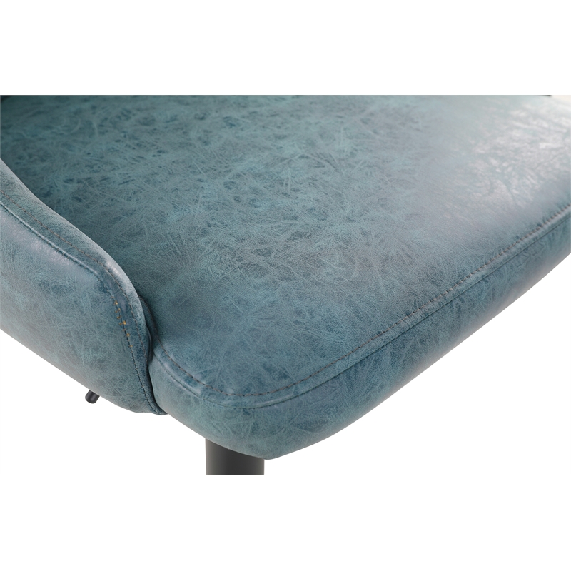 Home Square Height Adjustable Stool in Navy Faux Leather - Set of 3