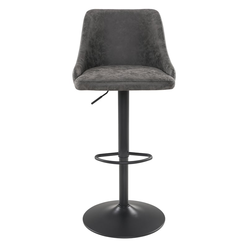 Home Square Height Adjustable Stool in Charcoal Faux Leather - Set of 3