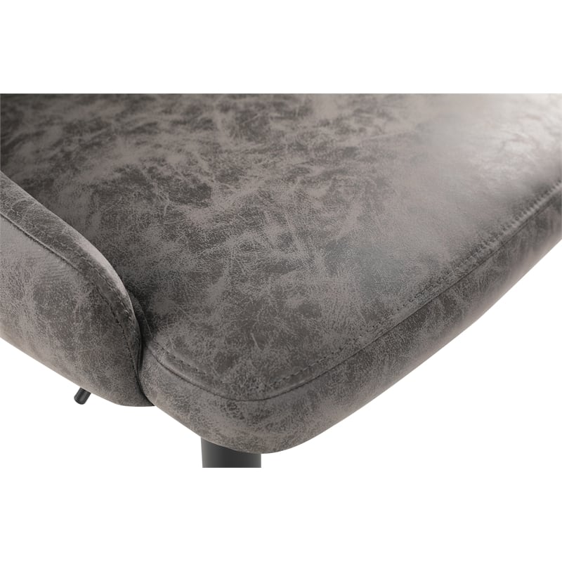 Home Square Height Adjustable Stool in Charcoal Faux Leather - Set of 3