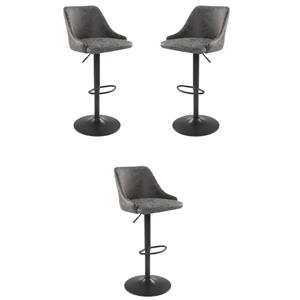 Home Square Height Adjustable Stool in Charcoal Faux Leather - Set of 3