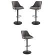 Home Square Height Adjustable Stool in Charcoal Faux Leather - Set of 3