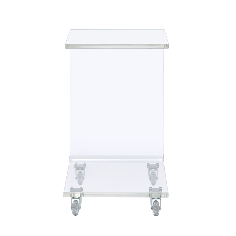 Home Square Acrylic Snack Table with Bottom Shelf in Clear - Set of 2