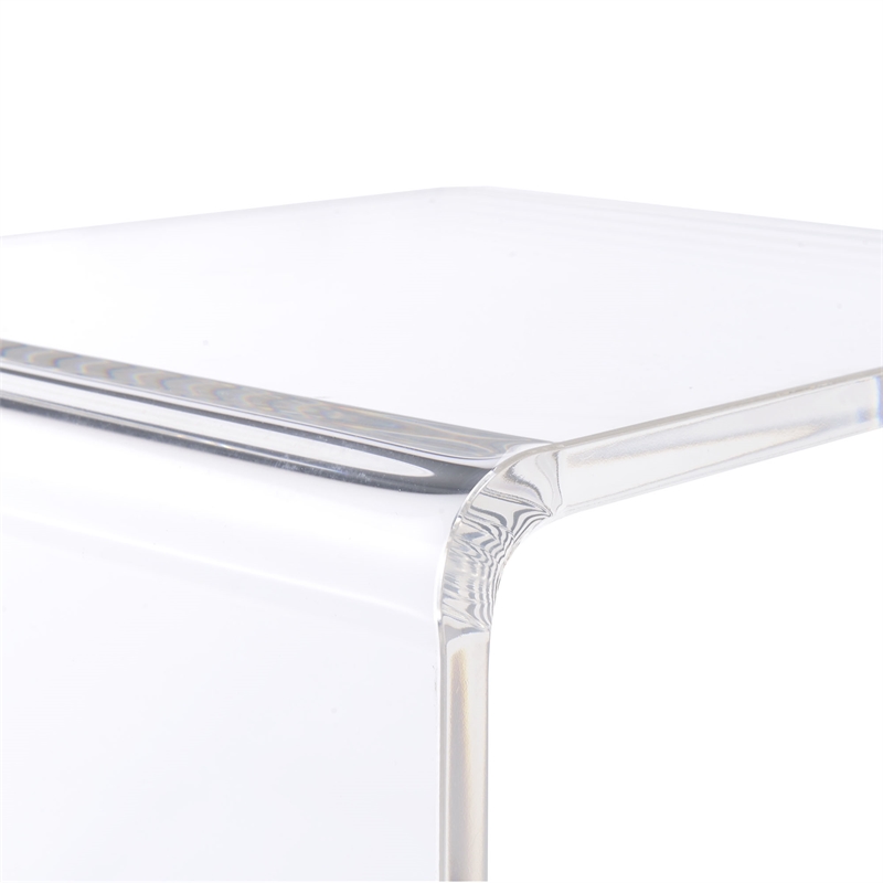Home Square Acrylic Snack Table with Bottom Shelf in Clear - Set of 2