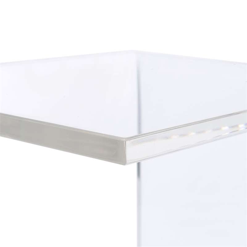 Home Square Acrylic Snack Table with Bottom Shelf in Clear - Set of 2