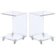 Home Square Acrylic Snack Table with Bottom Shelf in Clear - Set of 2