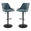 Home Square Height Adjustable Stool in Navy Faux Leather - Set of 2