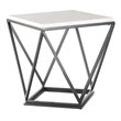 Home Square Conner Square End Table in White Marble and Black Base - Set of 2