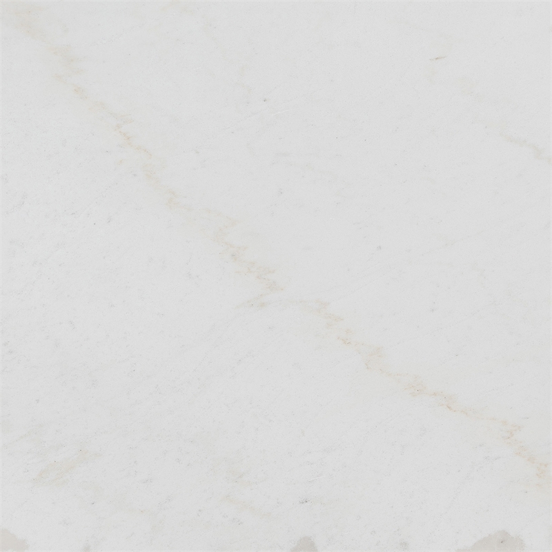 Home Square Conner Square End Table in White Marble and Black Base - Set of 2