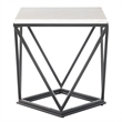 Home Square Conner Square End Table in White Marble and Black Base - Set of 2