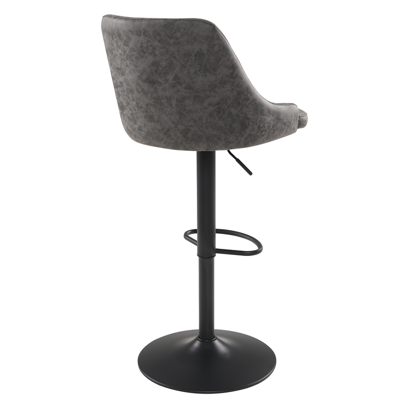 Home Square Height Adjustable Stool in Charcoal Faux Leather - Set of 2