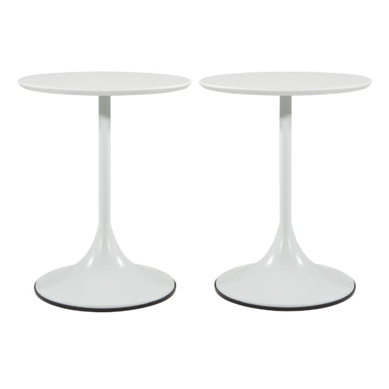 Home Square Flower Side Table in White Top and White Base - Set of 2