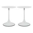 Home Square Flower Side Table in White Top and White Base - Set of 2