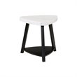Home Square Marble Top End Table in White & Black Wooden Base - Set of 2