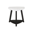 Home Square Marble Top End Table in White & Black Wooden Base - Set of 2