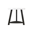 Home Square Marble Top End Table in White & Black Wooden Base - Set of 2
