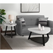 Home Square Marble Top End Table in White & Black Wooden Base - Set of 2