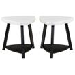 Home Square Marble Top End Table in White & Black Wooden Base - Set of 2
