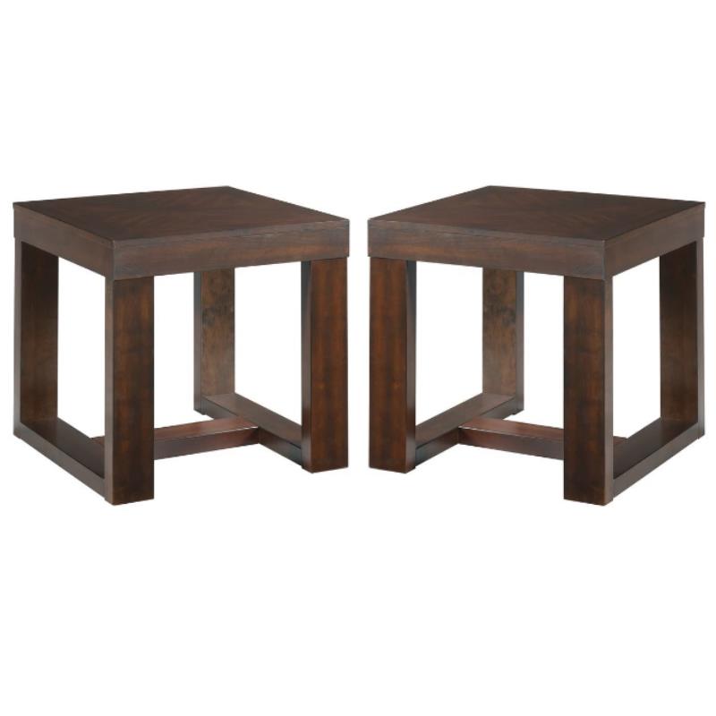 Home Square Traditional Square End Table in Cherry Finish - Set of 2