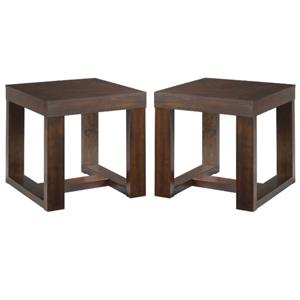 Home Square Traditional Square End Table in Cherry Finish - Set of 2