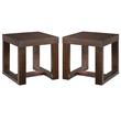 Home Square Traditional Square End Table in Cherry Finish - Set of 2