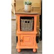 Home Square Transitional Wood End Table with Basket in Coral Orange - Set of 2